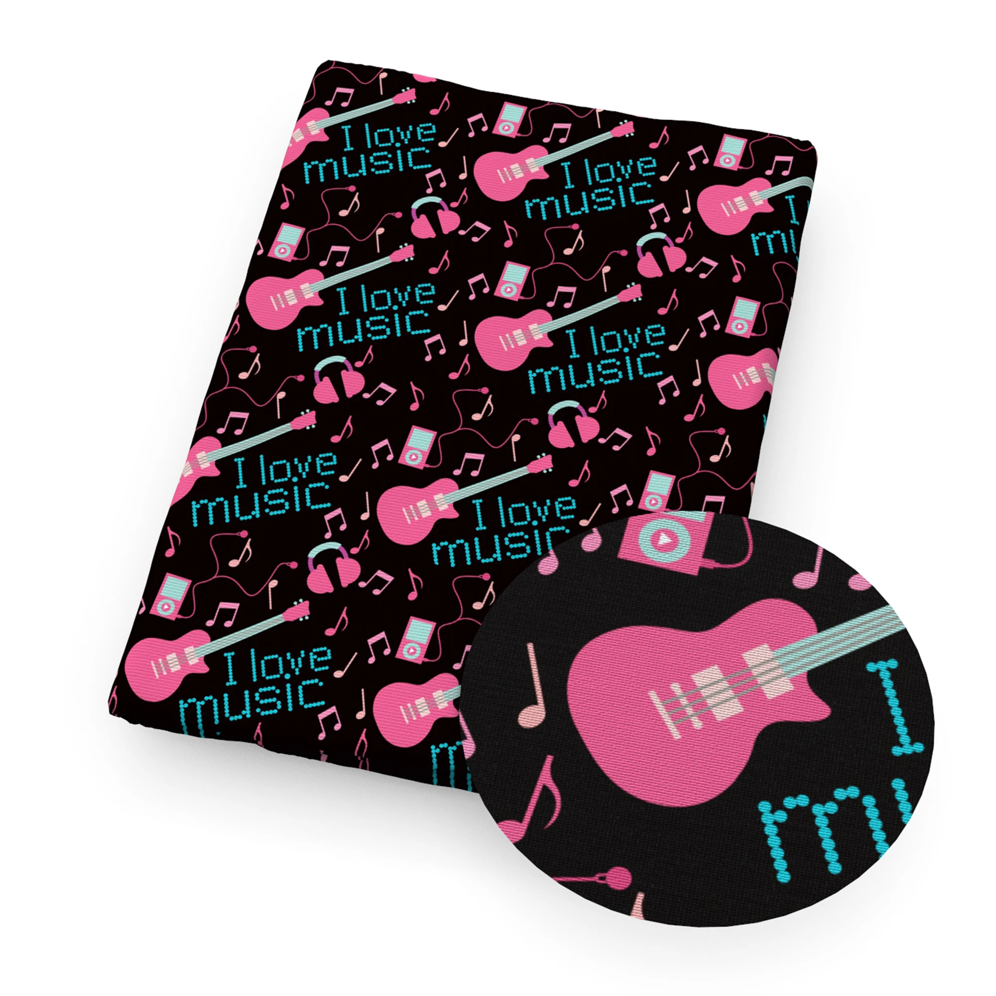 Ткань из полиэстера и хлопка с принтом музыкальной гитары ткань для шитья