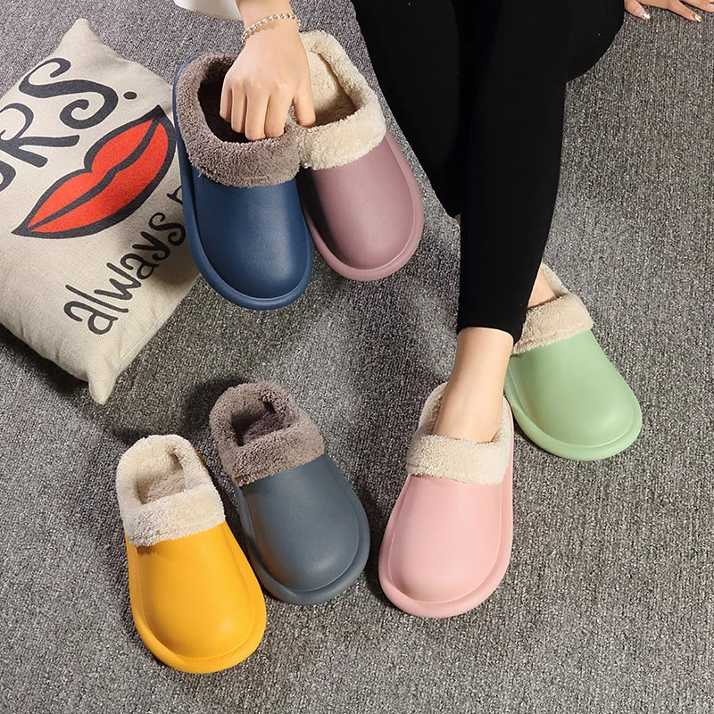 

2020 Winter Slippers Women Plush Warm Slipper Home Flip Flop House Woman Flat Slip On Shoes Pink Pantofole Donna Inverno Peluche