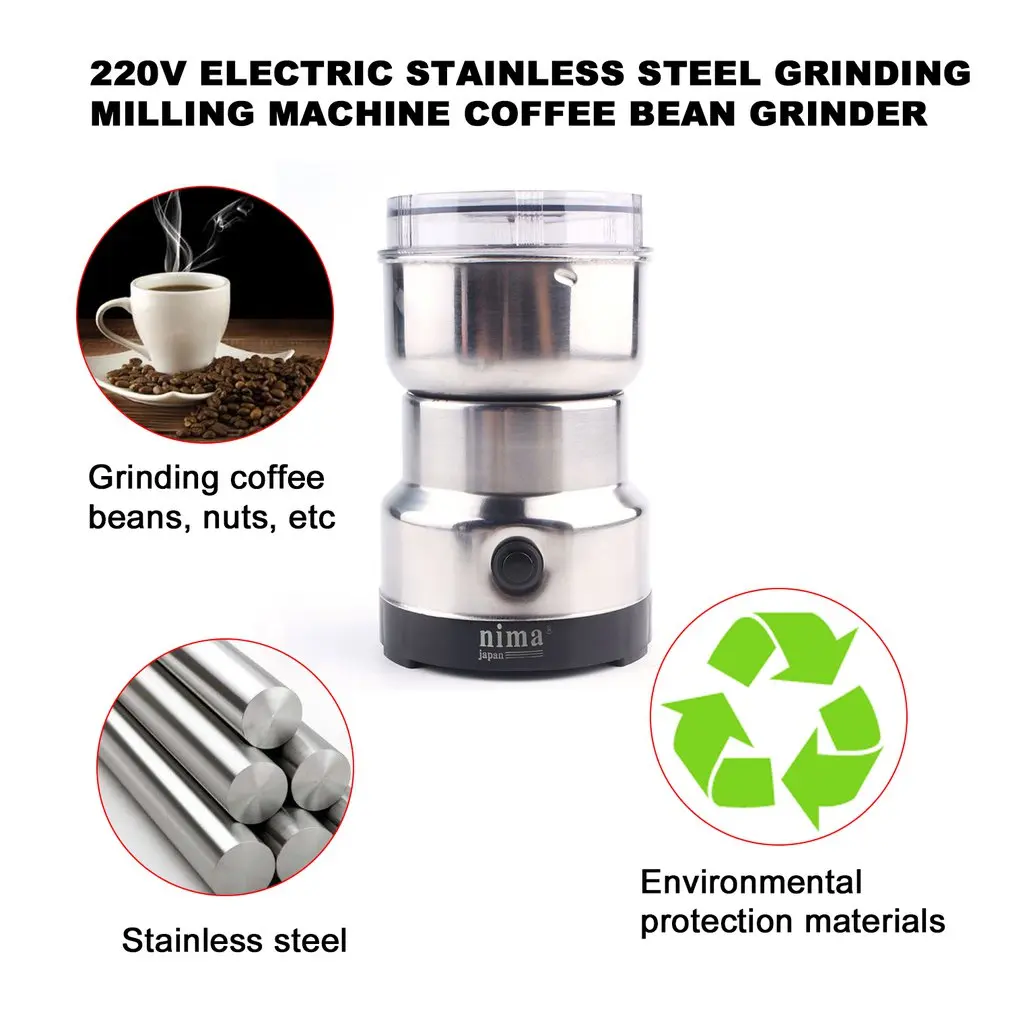 

Premium 220V Electric Stainless SteelHousehold Grinding Milling Machine Coffee Bean Grinder Home Tool For Seed Nut Drop Shipping