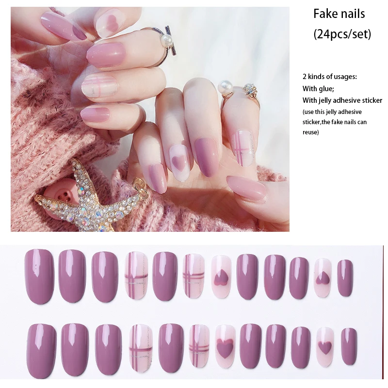 Красочные накладные ногти 24 шт./компл. полное покрытие Типсы для дизайна ногтей