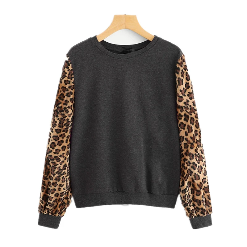 Женский свитшот с леопардовым принтом длинным рукавом | Женская одежда