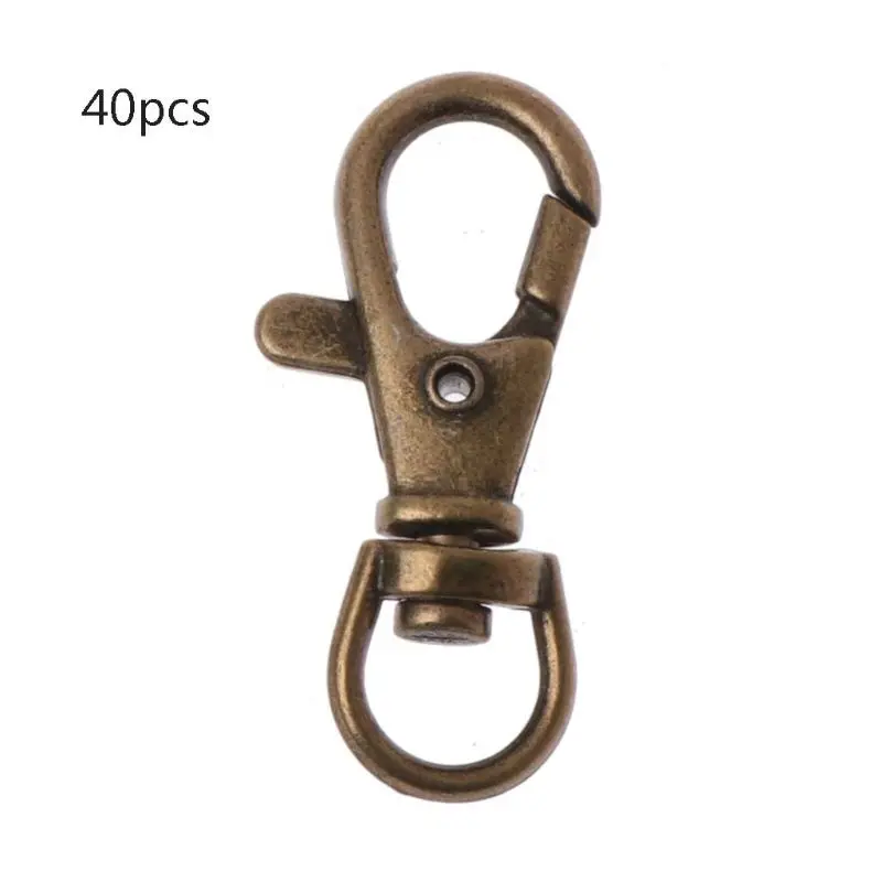 X9FD 40 шт. Античная латунная застежка крючок Поворотный кольцо для ключей карабин
