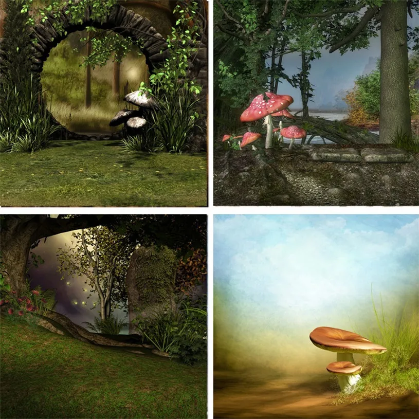 Виниловый фон для фотостудии Nitree с изображением джунглей светлячков травы пещер