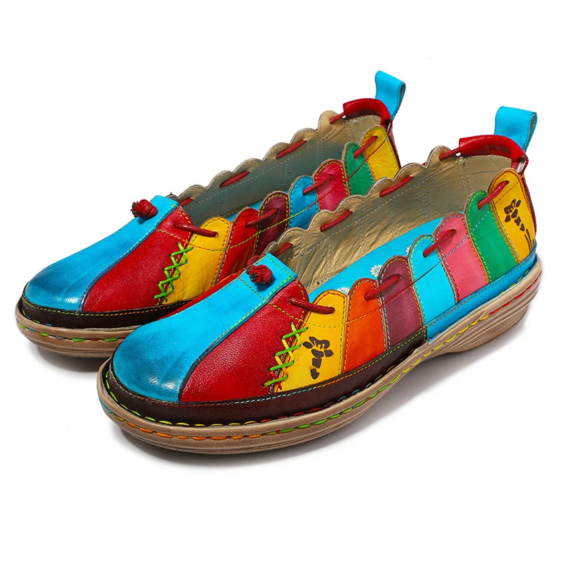 Bohemian chaussures femmes nouveau/2019 женские туфли на танкетке из натуральной кожи резиновой