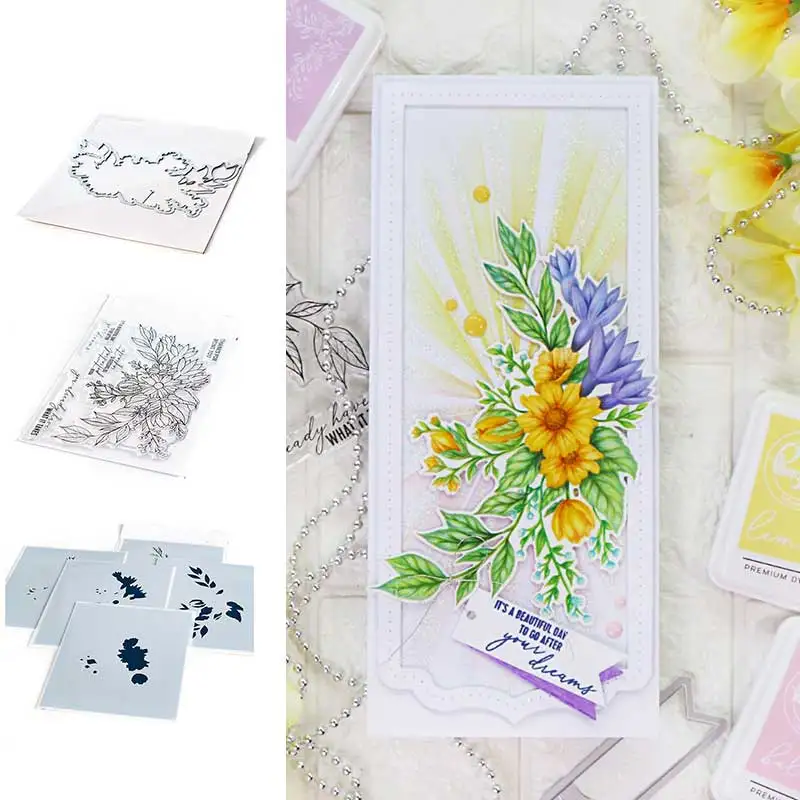 

2021 Small Daisy Letters Metal Cutting Dies and Silicone Stamps Stencil DIY Scrapbooking Paper Handmade Album Stamp Die Sheets