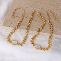 2021 new waterproof stainless steel gold color white sea shell heart charm bracelets for women girls party trendy jewelry gift