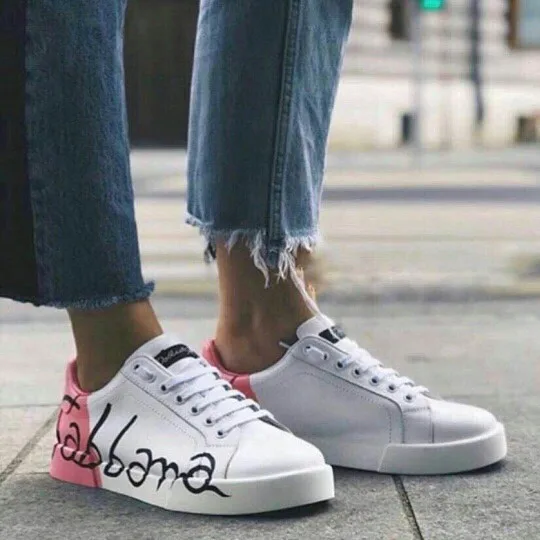 

White Letters Graffiti Couple Sneakers Leather Platform Casual Women's Running Shoes Spring Autumn New Fashion Flat Men's Shoe