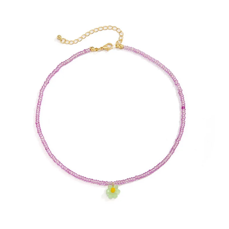 

Bohemian Ethnic Acrylic Beads Crystal Flower Choker Necklace for Women Geometric Chains Clavicle Necklace Collar Jewelry Gift