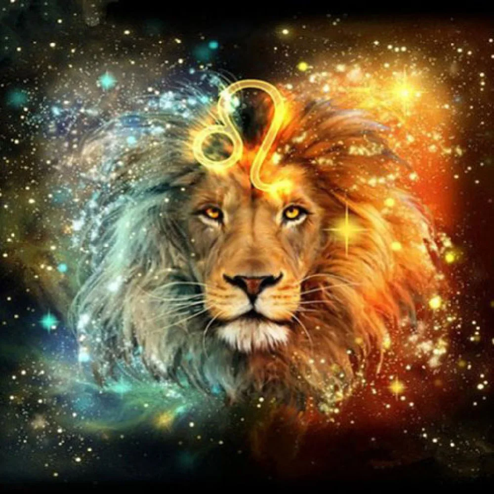 

5D DIY Poured Glue Diamond Painting Kits Scalloped Edge Full Drill Round Colorful Lion Art Animal Pattern Handmade Decoration