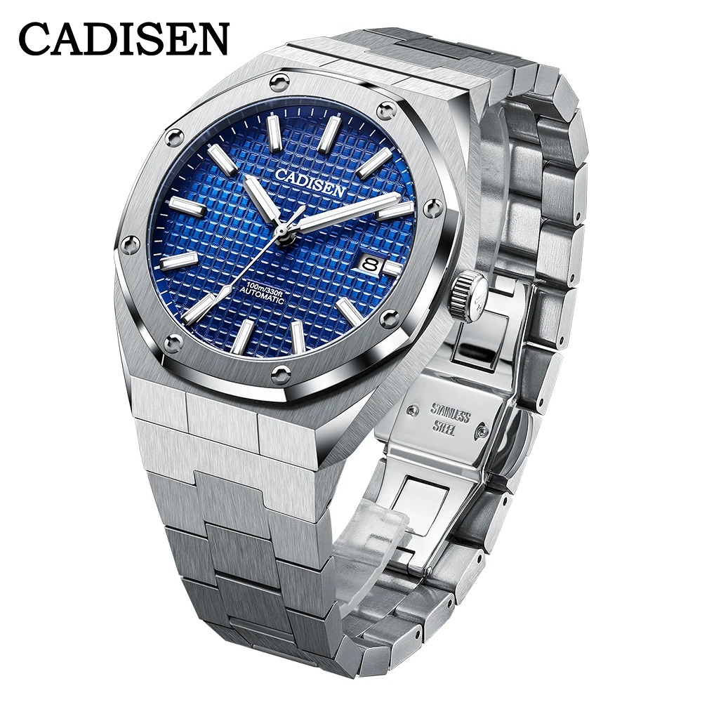 

CADISEN Новый 42 мм Для мужчин часы механический автоматический NH35A синий часы Для мужчин 100 м Водонепроницаемый бренд класса люкс Повседневное ...
