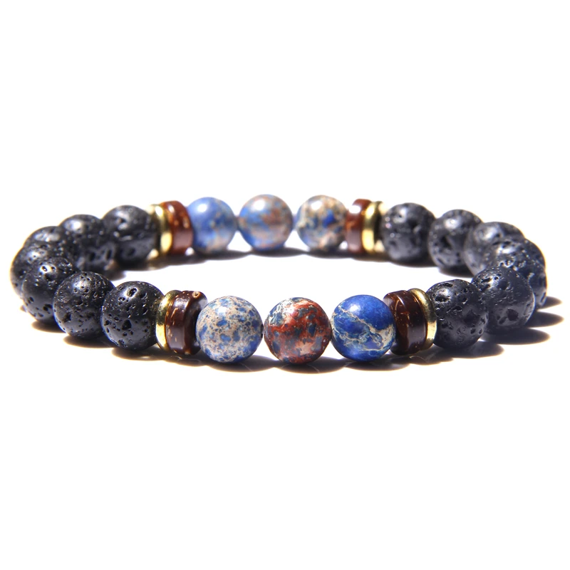 Vinswet Будда браслет Homme натуральный белый голубой бисер браслет для женщин и мужчин браслеты из лавового Камня Браслеты Женские Ювелирные изделия дружбы