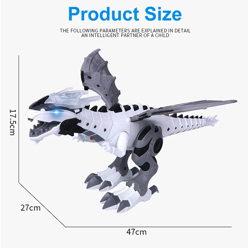 

2021 latest mechanical dinosaur sprayer wing cartoon electronic walking animal model dinosaur robot pterodactyl children gift