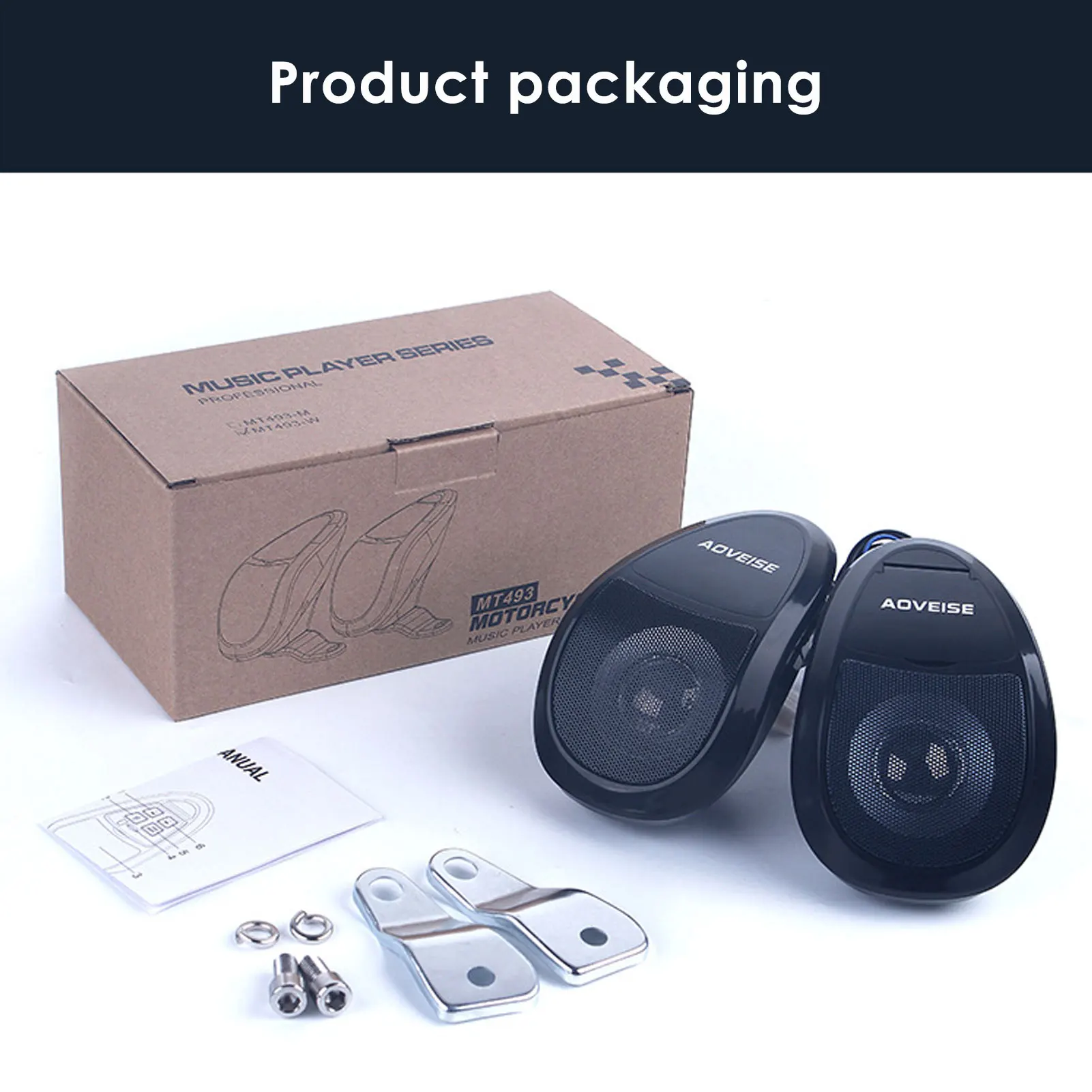 

12V Motorcycle Bluetooth Speakers FM Radio Stereo MP3 Music Audio Player Waterproof Portable