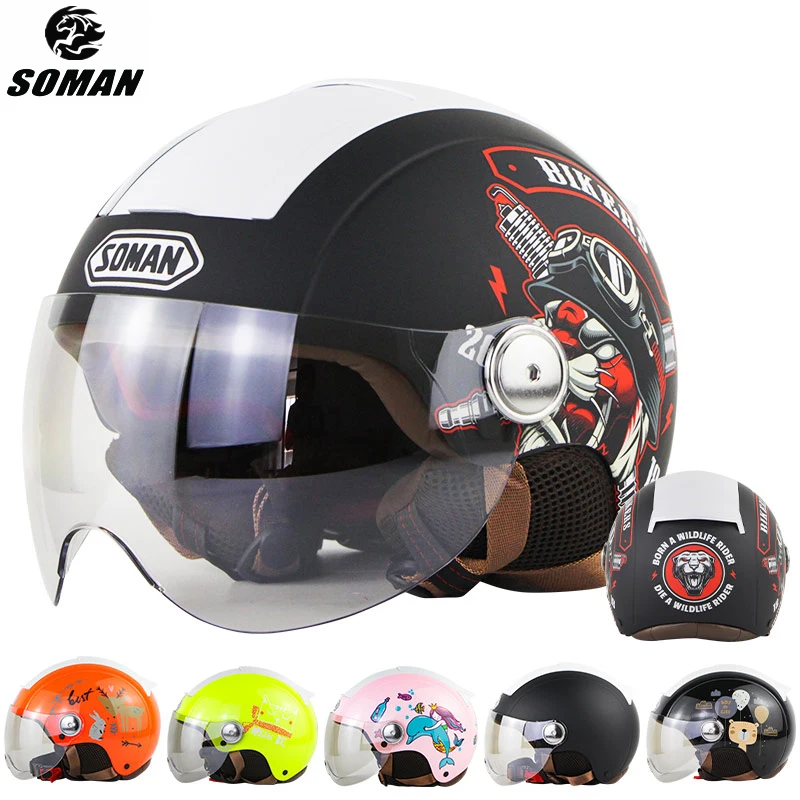 

Электрический шлем для скутера, Летний шлем унисекс, полулицевой козырек