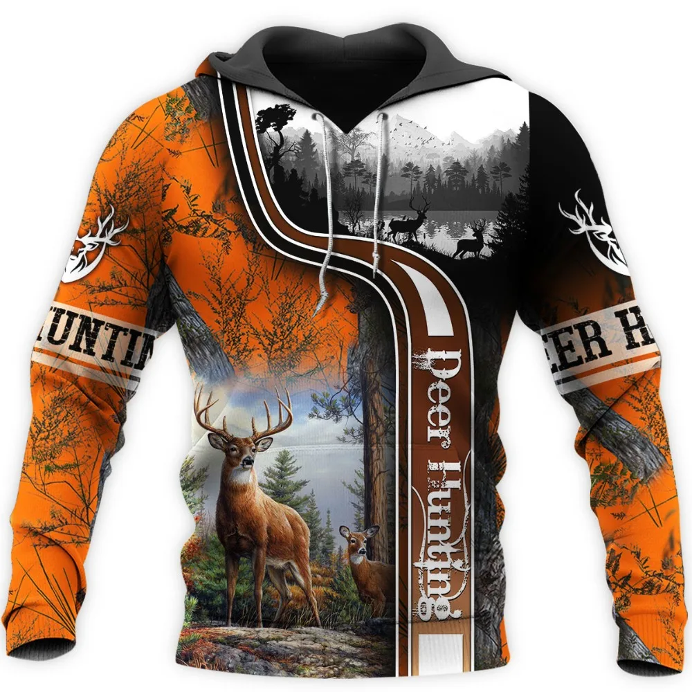 New Fashion Men Hoodie Beautiful Deer Hunting 3D All Over Printed Sweatshirt Unisex Harajuku Casual Zip Jacket