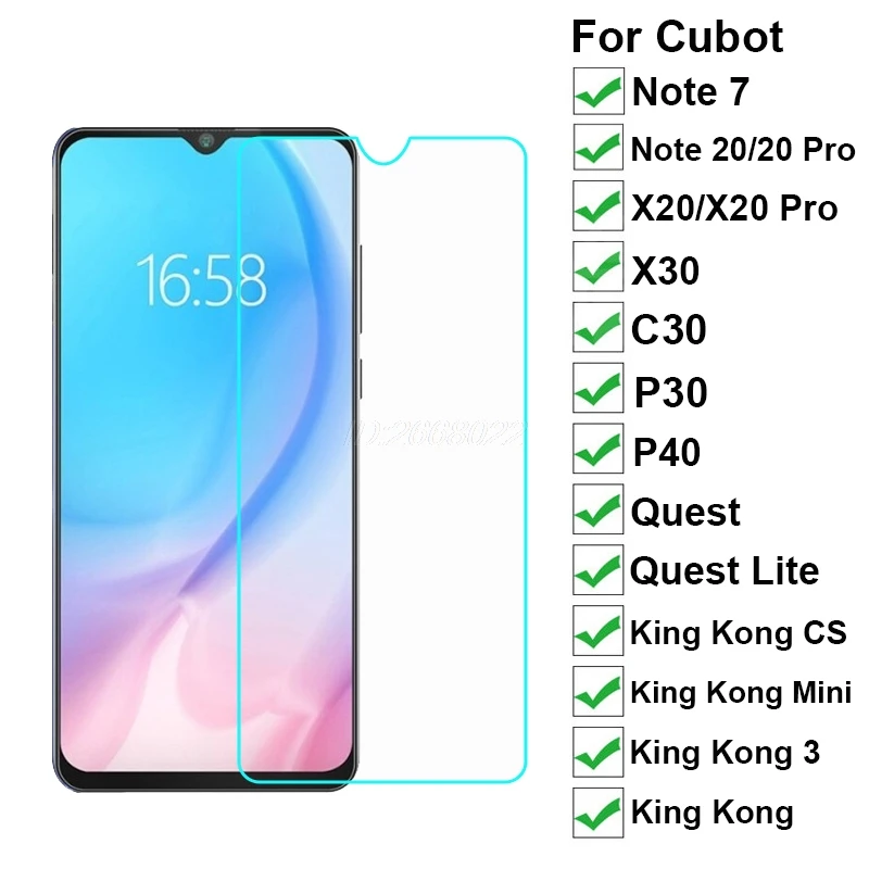 

For Cubot Quest Lite Kong King 3 CS Mini P40 P30 X20 X30 C30 Tempered Glass Phone Film for Cubot Note 7 20 Pro Screen Protector