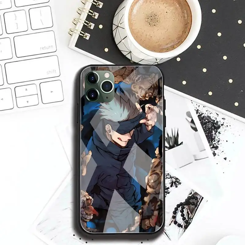 jujutsu kaisen gojo satori phone case tempered glass for iphone 12 pro max mini 11 pro xr xs max 8 x 7 6s 6 plus se 2020 case free global shipping
