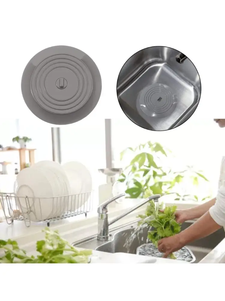 

2021 New 6 Inches Silicone Tub Stopper Black Drain Cover for Bathrooms Kitchens Laundries