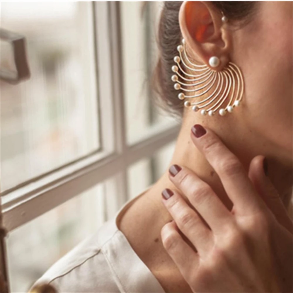 

LIMARIO Fashion 1pcs/sets Punk Pearl Earrings for Women Luxury Gold Metal Crystsal Party Jewelry аксессуары