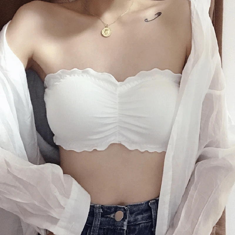 Бесшовный бюстгальтер без бретелек цельный облегающий Топ съемные бюстгальтеры