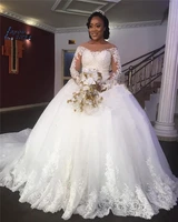 luxury lace princess wedding dress 2021 lace appliques ball gown illusion bridal customized vestido de noiva lace up bride gown