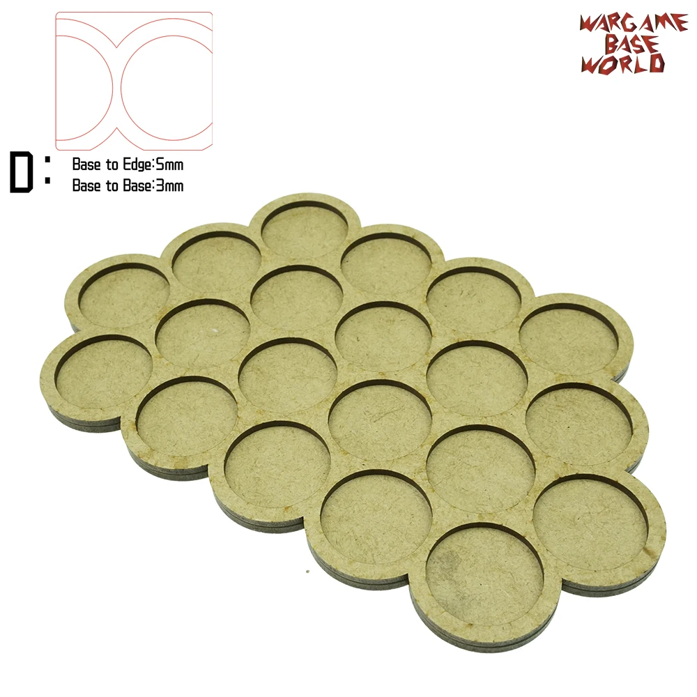 Wargame Base World-Movement Tray-20 цоколей 32 мм круглой формы MDF - Цвет: edge5basetobase3