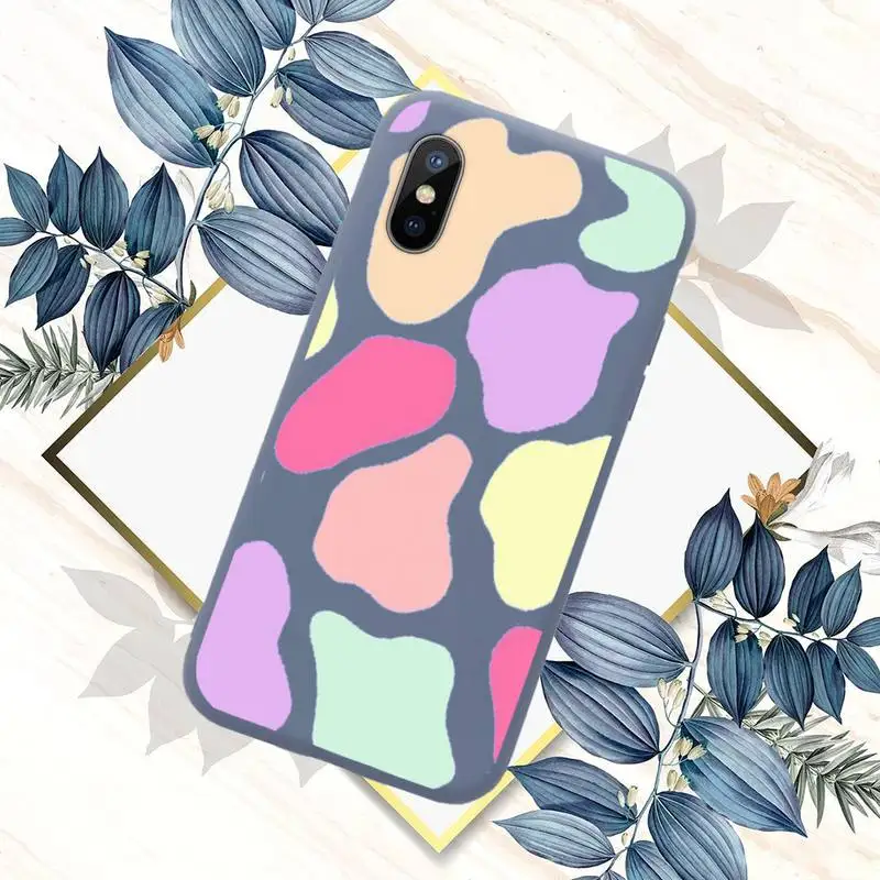 

Cow color Print fashion Pattern texture Phone Case Blue Candy Color for iPhone 11 12 mini pro XS MAX 8 7 6 6S Plus X SE 2020 XR