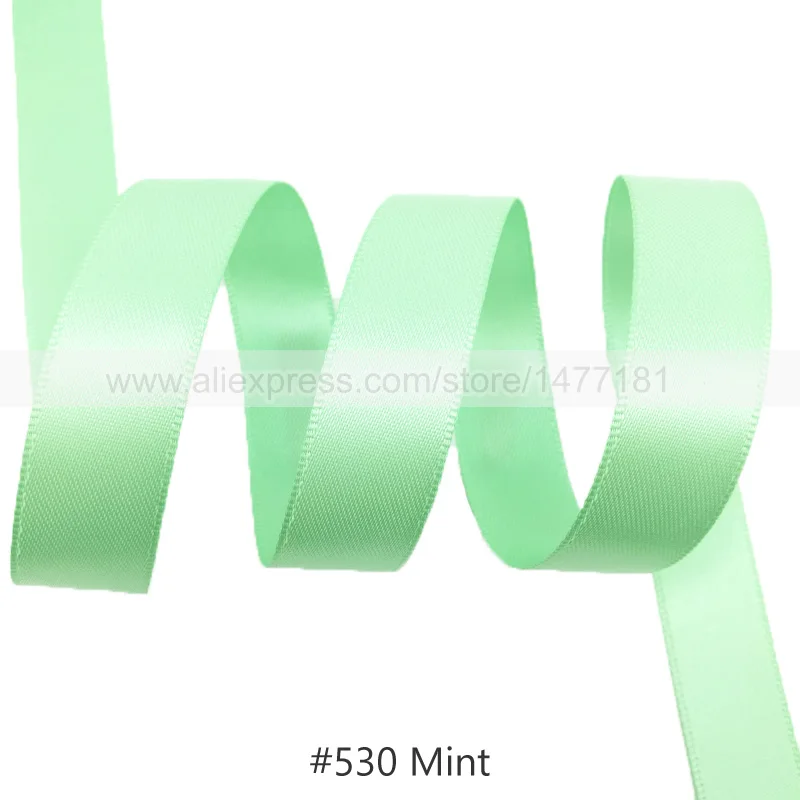 530 Mint 25 Yards) 6 9 16 25 38 50 мм атласная лента Двусторонняя лента высокого качества полиэстер Двусторонняя лента банты изготовление тканей - Цвет: 530 Mint