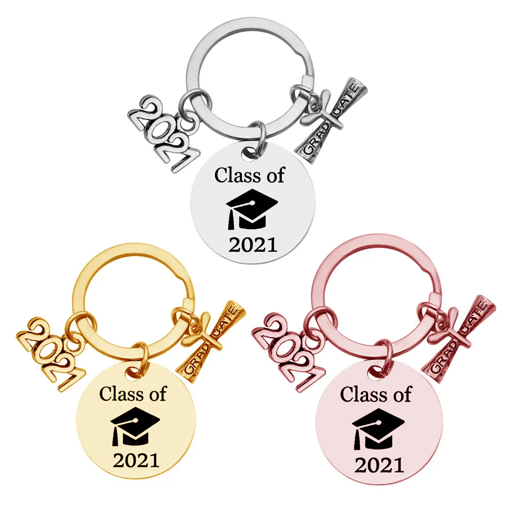 

2021 New Keychains Women Stainless Steel keychain Plus Scroll Opening Ceremony Graduation Season Classmate Gift