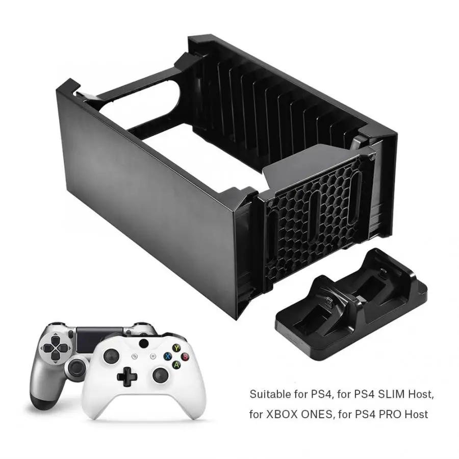 

Vertical Console Stand Cooling Fan Game Disk Rack Holder for PS4 SLIM PRO XboxONE S Console Stand for PS4