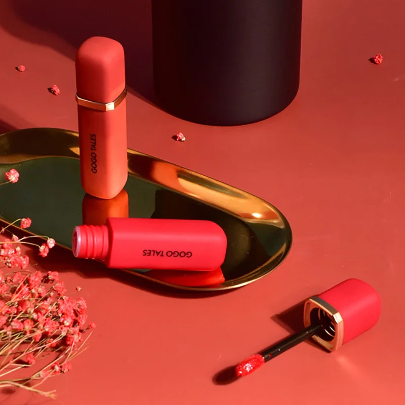 Макияж блеск для губ губная помада водостойкая долговечная красная бархатная