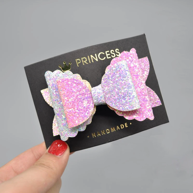 Разноцветные радужные банты для волос с единорогом прикрепленные на заколках