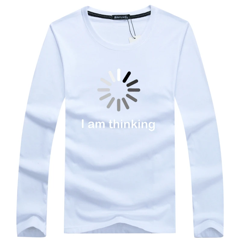 Рубашка мужская с длинным рукавом брендовая Повседневная футболка круглым