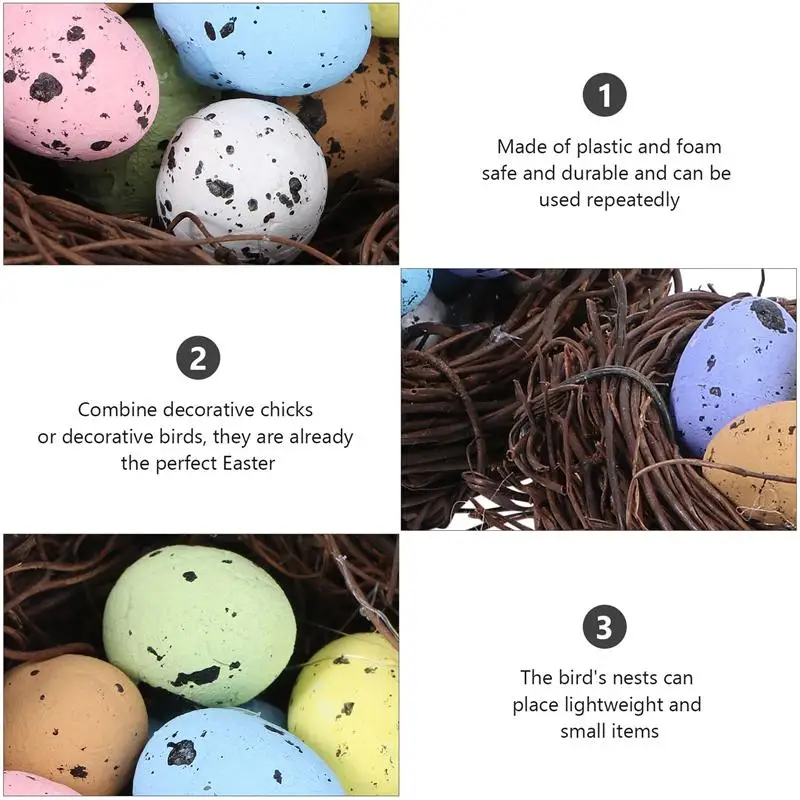 

2pcs Easter Festival Egg Ornament Party Decorative Easter Nest Photo Props (7cm)