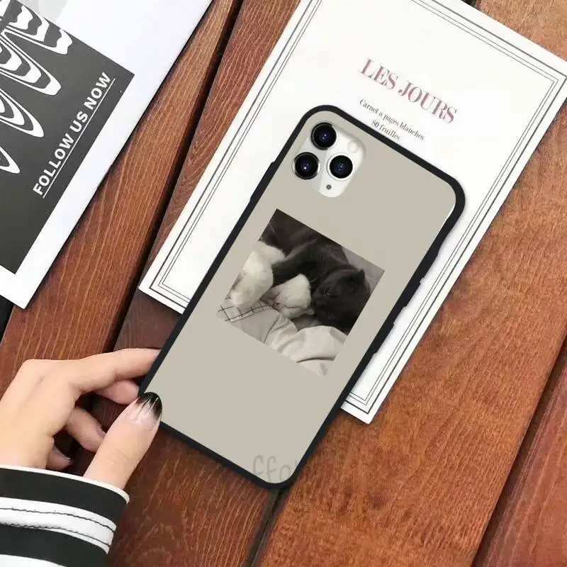 

Pink Aesthetic cute cat high quality Phone Case for iPhone 11 12 pro XS MAX 8 7 6 6S Plus X 5S SE 2020 XR