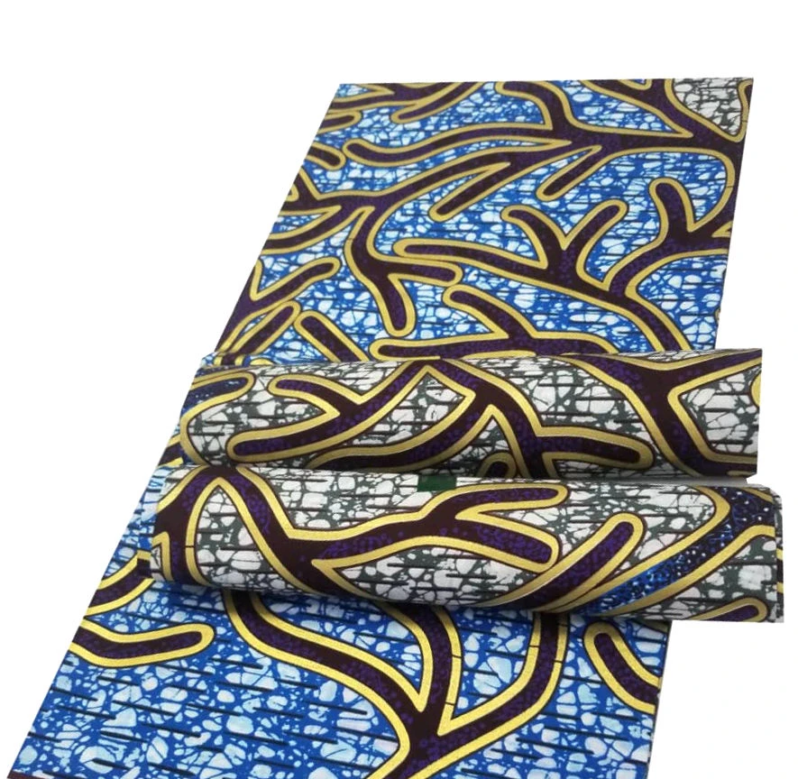 

African Golden Wax Fabrics High Quality Nigeria Golden Ankara Printed Wax Materials Golden Wax Fabrics Cotton Print Rapper Batik