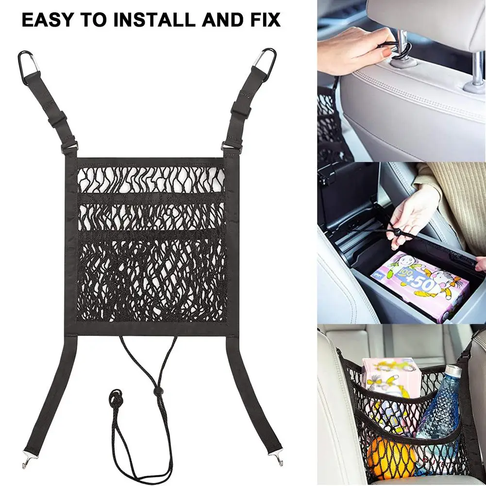 

Car Interior Trunk Seat Back Elastic Mesh Net Car Styling Storage Bag Pocket Cage Grid Pocket Holder Car Accessories 16X14X7cm