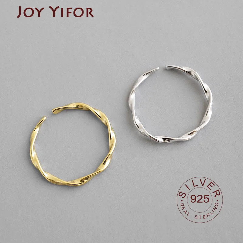 

925 Sterling Silver Open Ring INS Cold & Cool Minimalist Face Finger Ring For Women Statement Adjustable Thin Ring