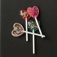 8pcs 7125mm multicolor lollipop charms flatback glitter resin candy cabochons for pendant necklace earrings diy making