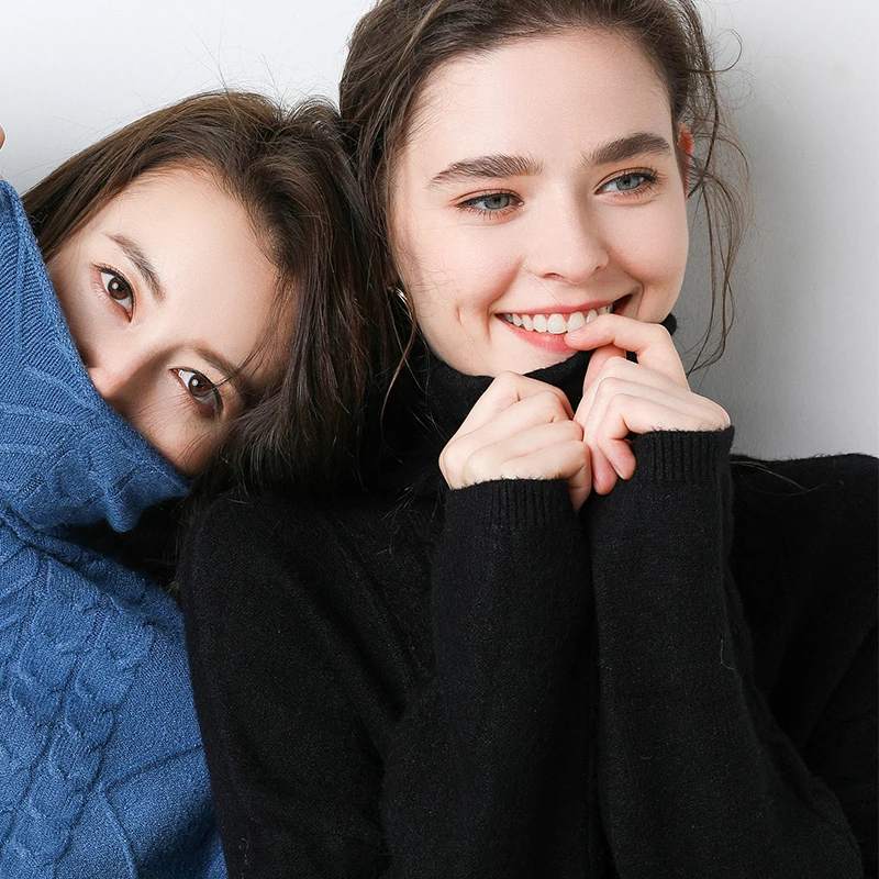 

New Women Autumn winter clothes Cashmere Sweater Woman Knitted Sweater Fashion Turtleneck Women Loose Sweater Pullover Women