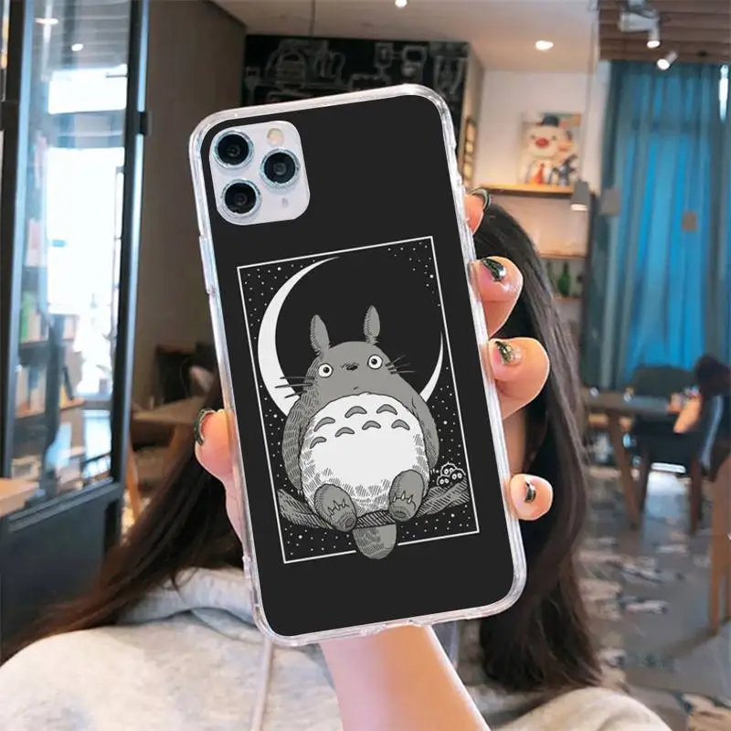

Totoro anime Miyazaki Hayao Phone Case Transparent for iPhone 6 7 8 11 12 s mini pro X XS XR MAX Plus