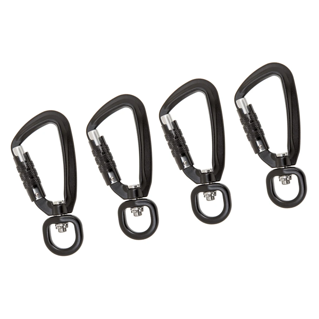 

Swivel Locking Carabiner, Rotating Carabiner Hook Clip for Dog Leash, Hammock, Camping, Hiking, Backpacking - Pack of 4