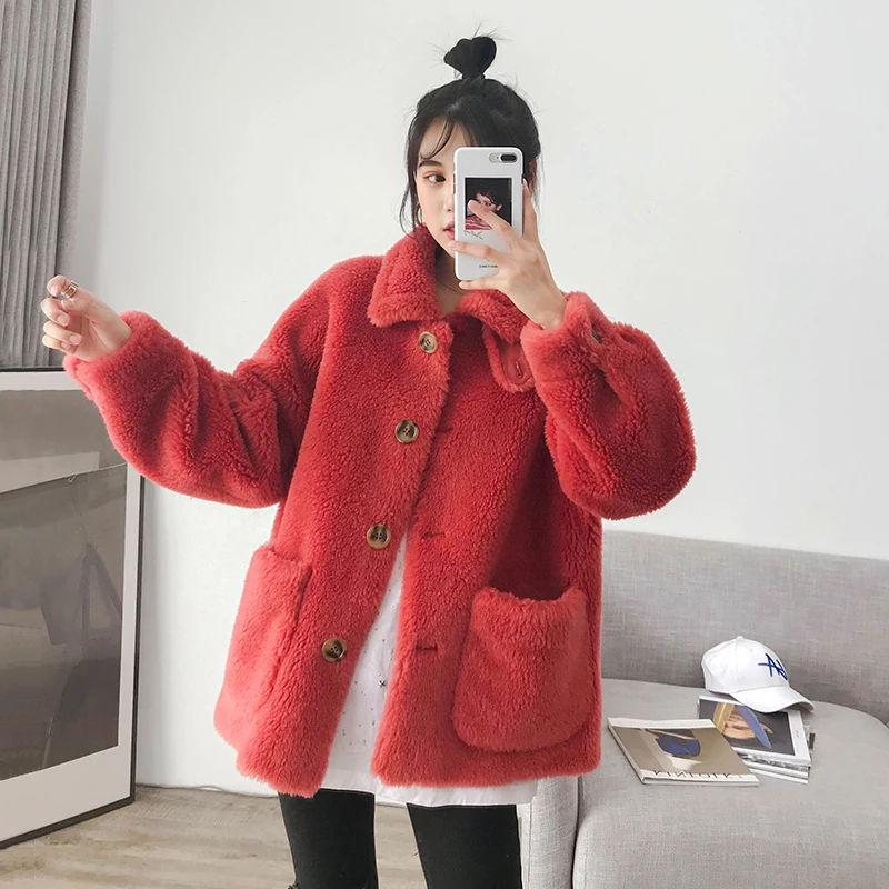 Новая женская зимняя куртка Модные плюшевые парки для женщин однобортное