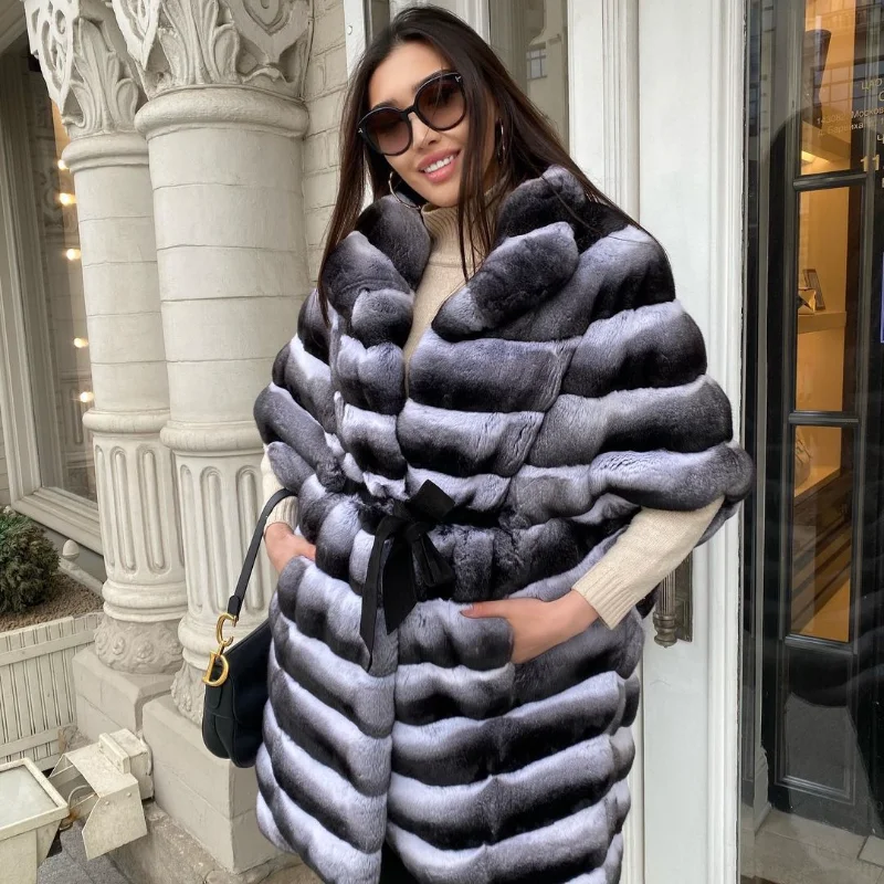 FURSARCAR 2021 Brand New Long Real Fox Fur Coat Natural Fur Thick Warm Winter Woman Coats Elegant Female Casual Style Overcoat