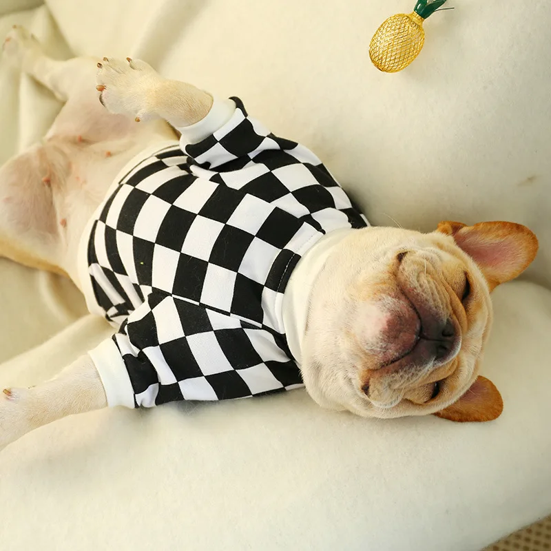 Питомец толстая собака красивый черный и белый сшитый цвет Собачья Рубашка два