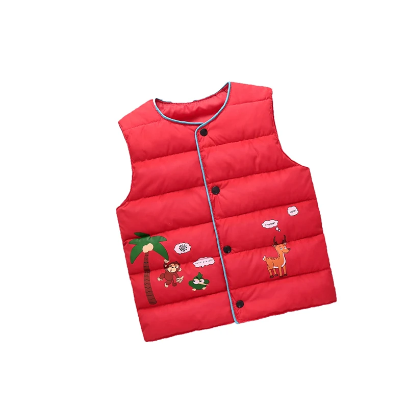 2019 Brand New Infant Kids Baby Girl Boy Printed Vest Down Button Jacket Waistcoat Coat Winter Thick Warm Outwear 2-7T | Детская одежда