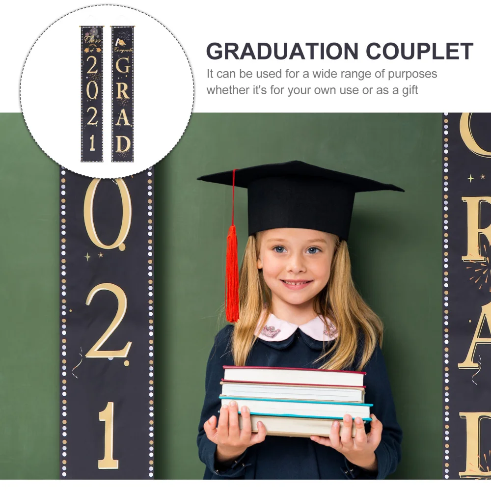 

1 Pair 2021 Graduation Party Decorations Door Banner Couplet Door Sign