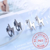 punk lightning earrings 100 925 sterling silver hanging lightning hoop earrings for women personality party jewelry gift