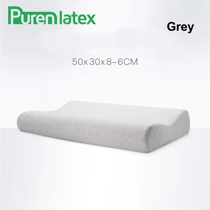 PurenLatex подушка из пены с эффектом памяти мягкая подушка медленный отскок шеи Защита позвоночника тонкая подушка для голландской жены детская Подростковая подушка - Цвет: Grey