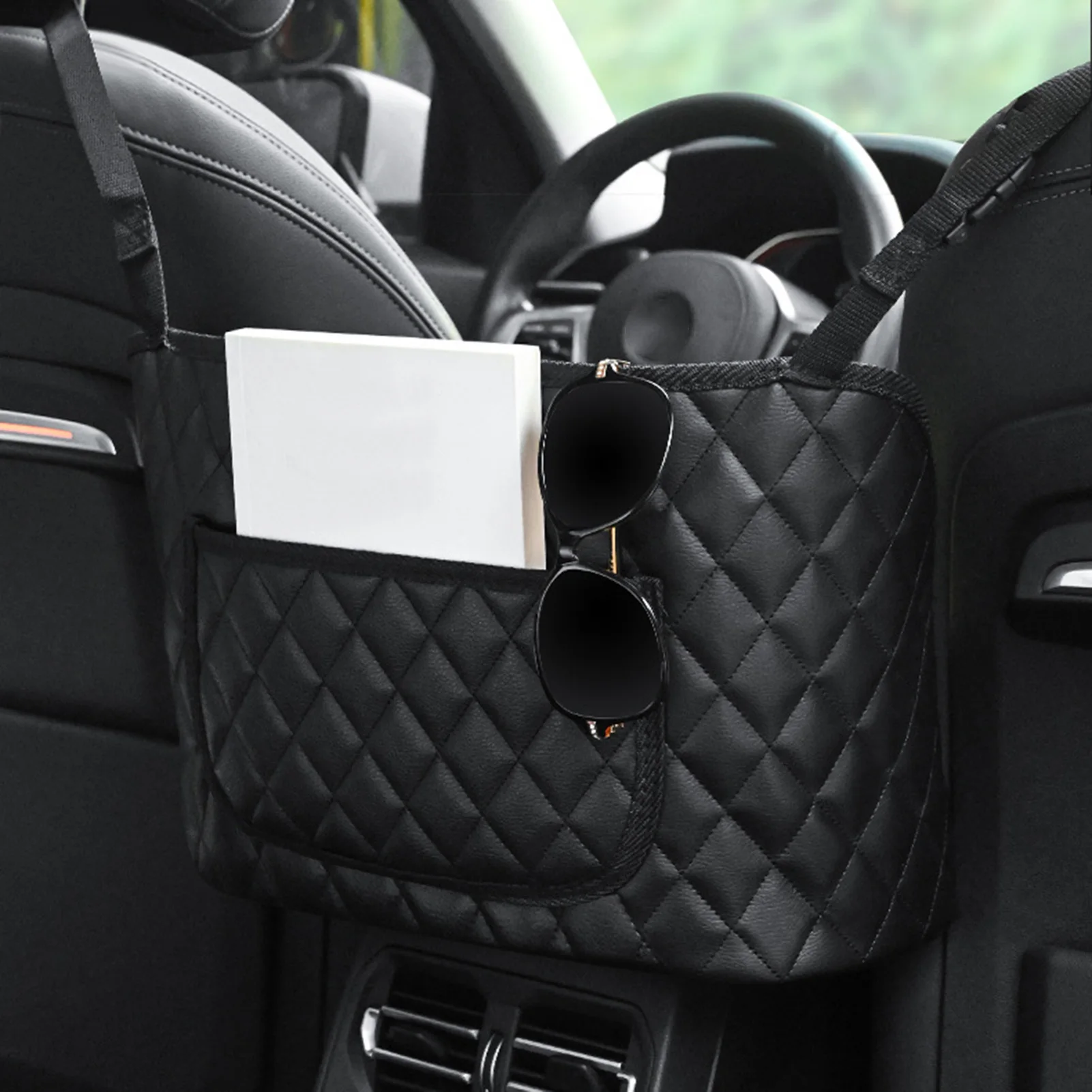 

Portable Leather Car Seat Back Storage Bag Organizer Travel Storage Pocket Handbag Auto Interior Accessories